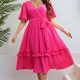 Belted Frill Trim Flutter Sleeve Dress