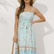 Bohemian Belted Frill Trim Spaghetti Strap Dress