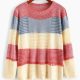 Color Blocking Pointelle Sheer Knit Sweater