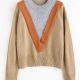 Colorblock Chevron Detail Sweater-Yellow