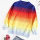 Crew Neck Rainbow Colorblock Sweater