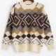 Crewneck Argyle Pattern Sweater