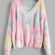 Distressed Frayed Tie Dye Oversized Sweater