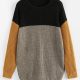 Drop Shoulder Colorblock Loose Sweater