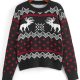 Fair Isle Knit Ribbed Trim Jumper Sweater