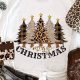 Festive White Leopard Christmas Trees Print T-Shirt