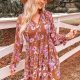 Floral Flounce Sleeve Tiered Dress